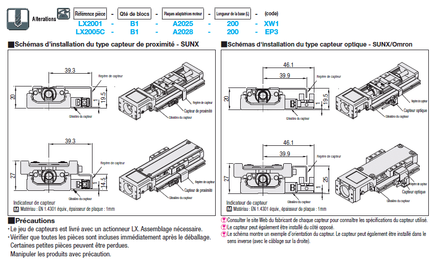 Actionneurs à axe simple LX20 - Type standard/avec couvercle:Affichage d'image associés