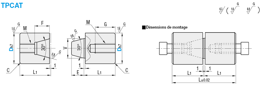 Ensembles de blocs de positionnement à goupille conique - Taraudage:Affichage d'image associés