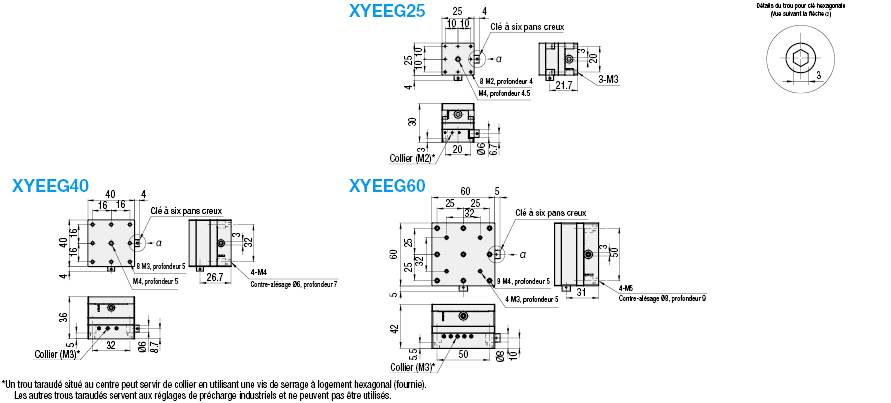 [Haute précision] Table en XY - Queue d'aronde - Entraînement par clé à six pans:Affichage d'image associés