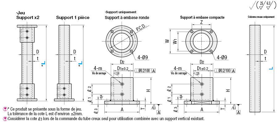 Socles pour tubes - Embase ronde, un support:Affichage d'image associés