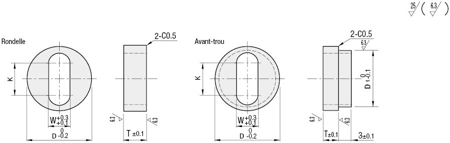 Rondelles métalliques  - Avec trous à fente et avant-trou:Affichage d'image associés