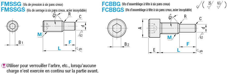 Vis à six pans creux - Bout cylindrique/Configurable:Affichage d'image associés