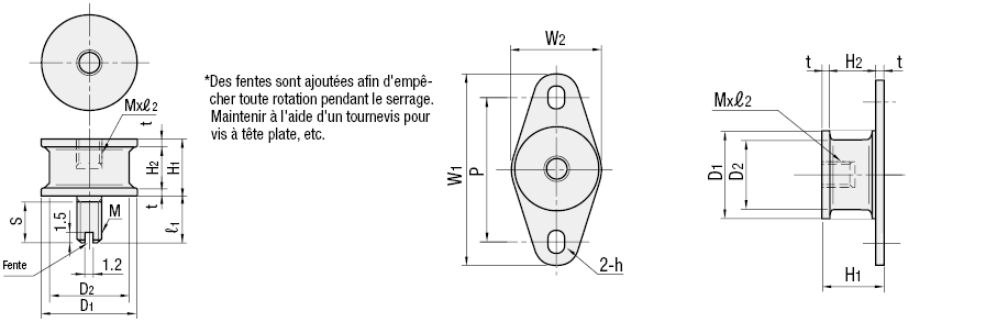 Plot antivibration - caoutchouc conducteur - 1 extrémité filetée, 1 taraudée:Affichage d'image associés