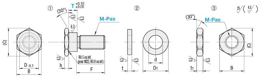 Joints flottants - Filetage à 2 pièces:Affichage d'image associés