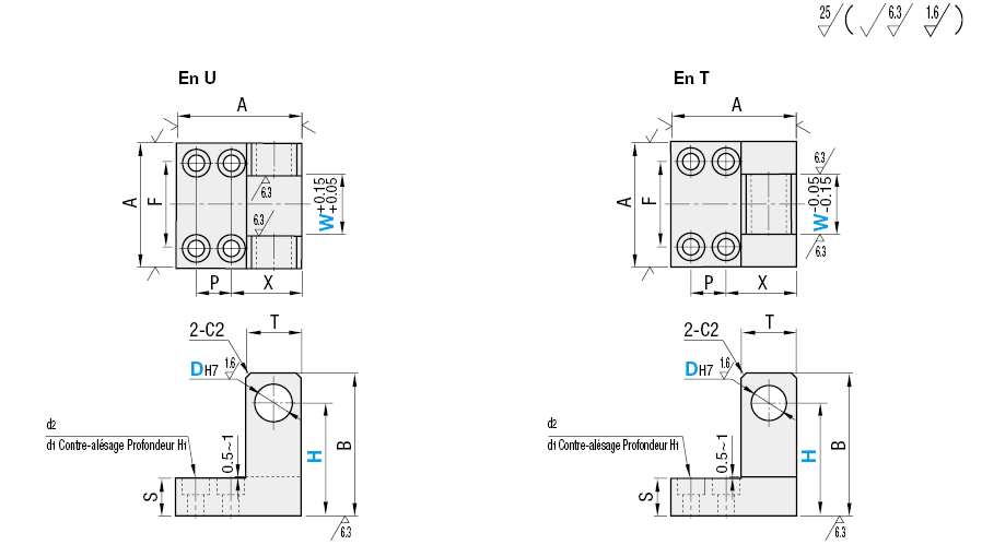 Base de charnière - En L, standard/trou taraudé pour butée:Affichage d'image associés