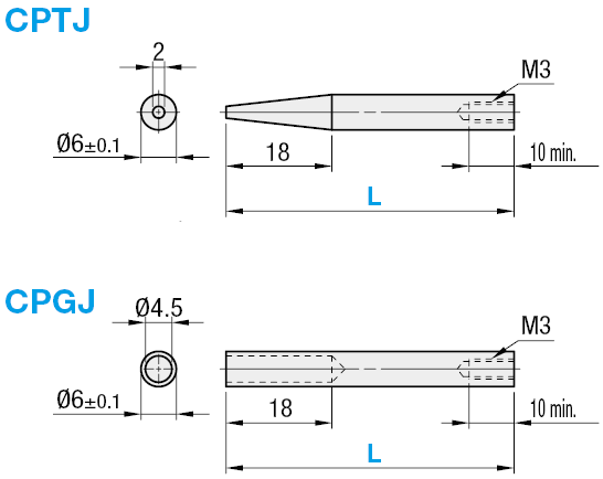 Tiges-poussoirs de circuit imprimé - Droit avec trou:Affichage d'image associés
