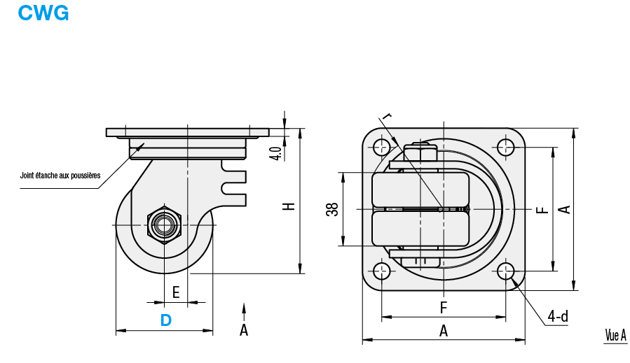 Roulettes - Type à double roue, acier inoxydable:Affichage d'image associés
