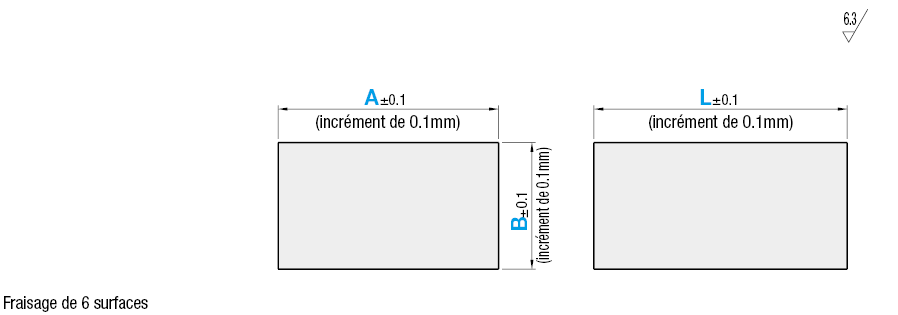 Blocs métalliques de type long - Dimensions A, B et T configurables:Affichage d'image associés