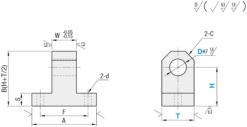 Embase d'articulation pivot - En T - Dimension fixe:Affichage d'image associés
