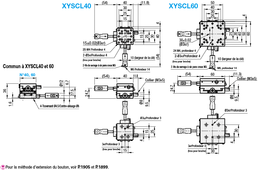 Table axes XY - Haute précision - Pas 4.2mm - Extension de poignée - A queue d'aronde:Affichage d'image associés