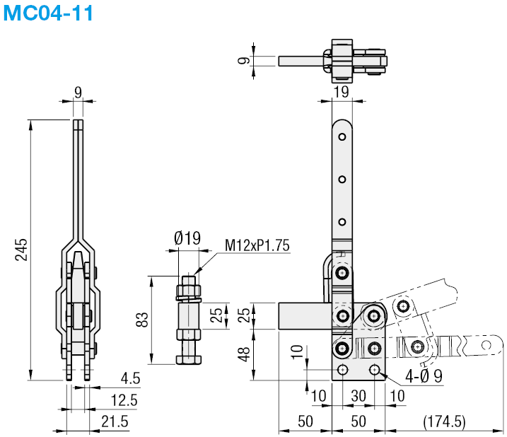 Dispositifs de serrage à genouillère - Poignée verticale - Vis embout soudée - Base droite:Affichage d'image associés