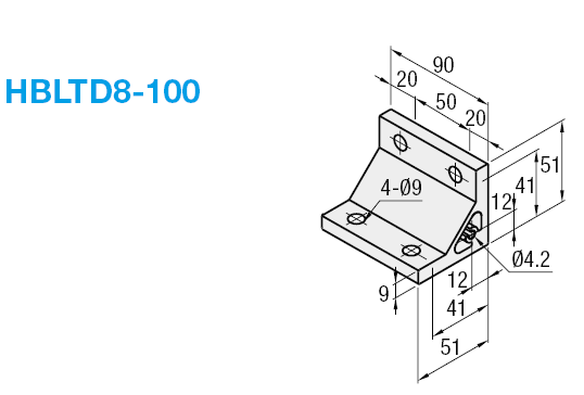 Supports épais de la série 8-45 - Pour carré 100 - 16 trous pour 4 fentes:Affichage d'image associés