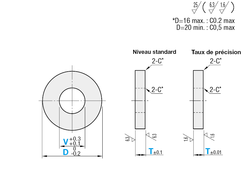 Rondelles métalliques trempées/Épaisseur +-0.10 & +-0.01 mm:Affichage d'image associés