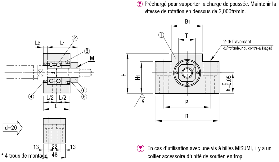 Unités de soutien/Côté fixe/Roulement radial:Affichage d'image associés