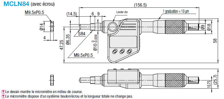 Pièces de maintenance pour étages - Tête de micromètre numérique (course ±6.5mm):Affichage d'image associés