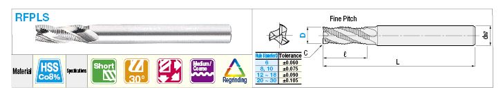 High-Speed Steel Roughing End Mill, Short, Long Shank, Center Cut / Non-Coated Model:Related Image