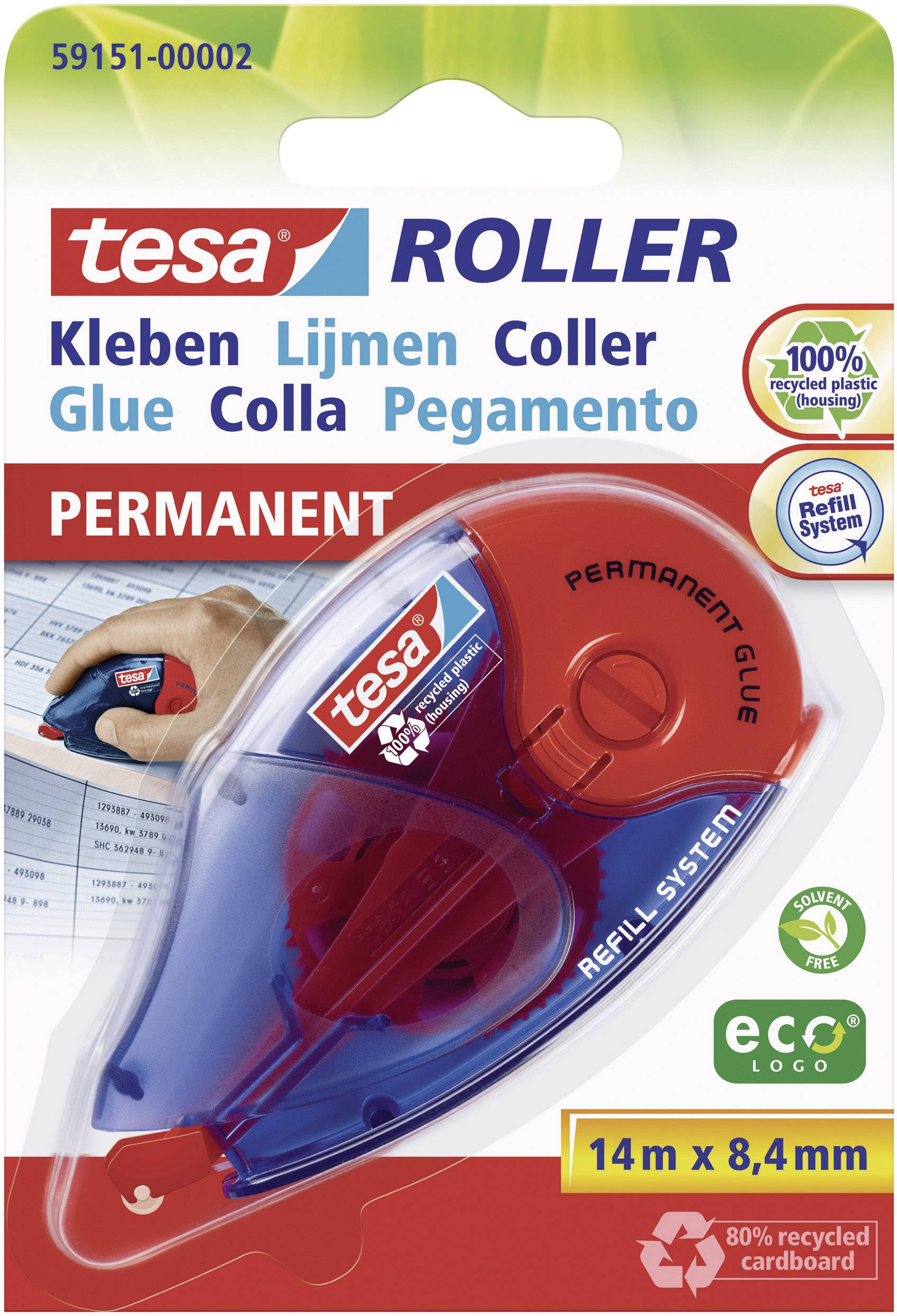 Tesa cylindre/rouleau encollage permanent ecologo recharge - blister