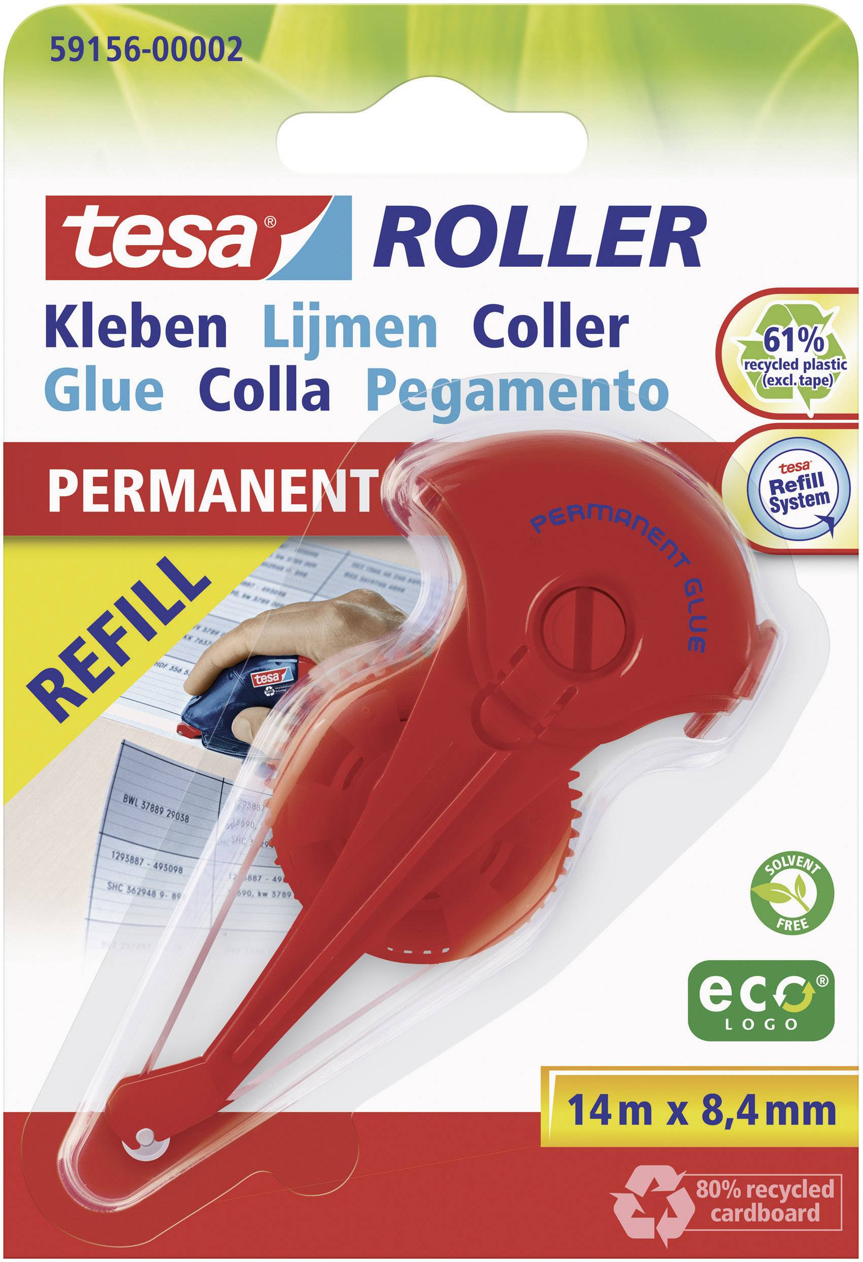 Tesa cylindre/rouleau encollage permanent Ecologo recharge