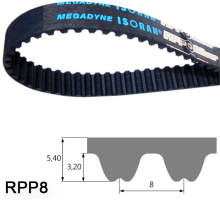 Courroie crantée / RPP5, RPP8, RPP14 / CR (néoprène) / MEGADYNE 