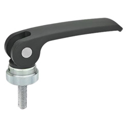 Clamping levers with eccentrical cam with threaded stud, Lever zinc die casting 927-63-M5-50-B-O