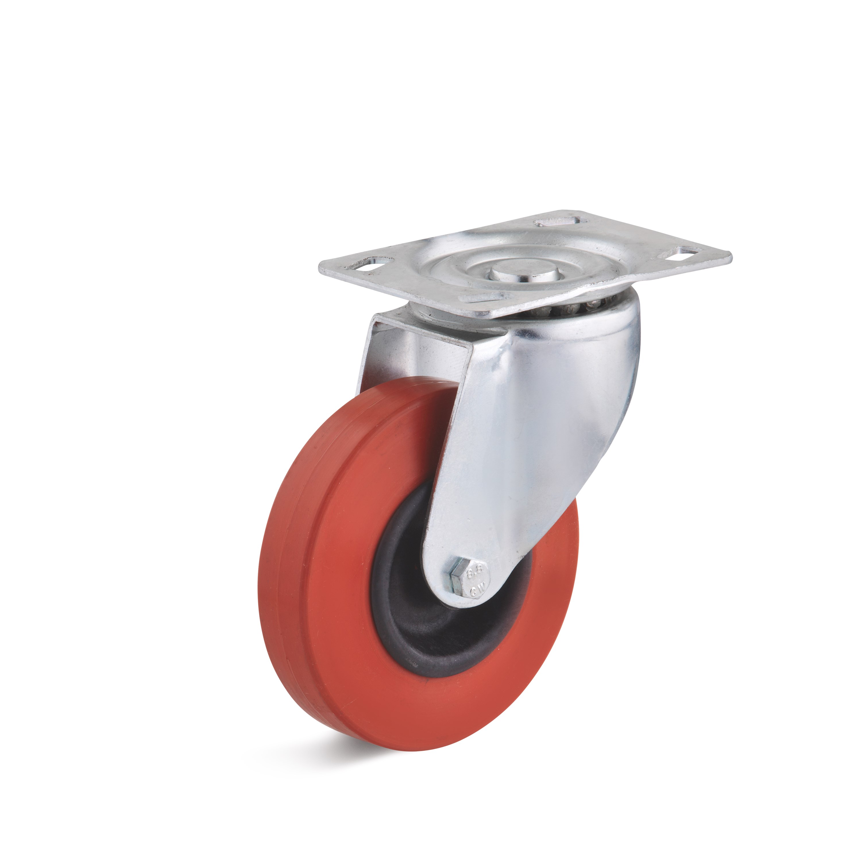 Swivel castor with heat-resistant rubber wheel