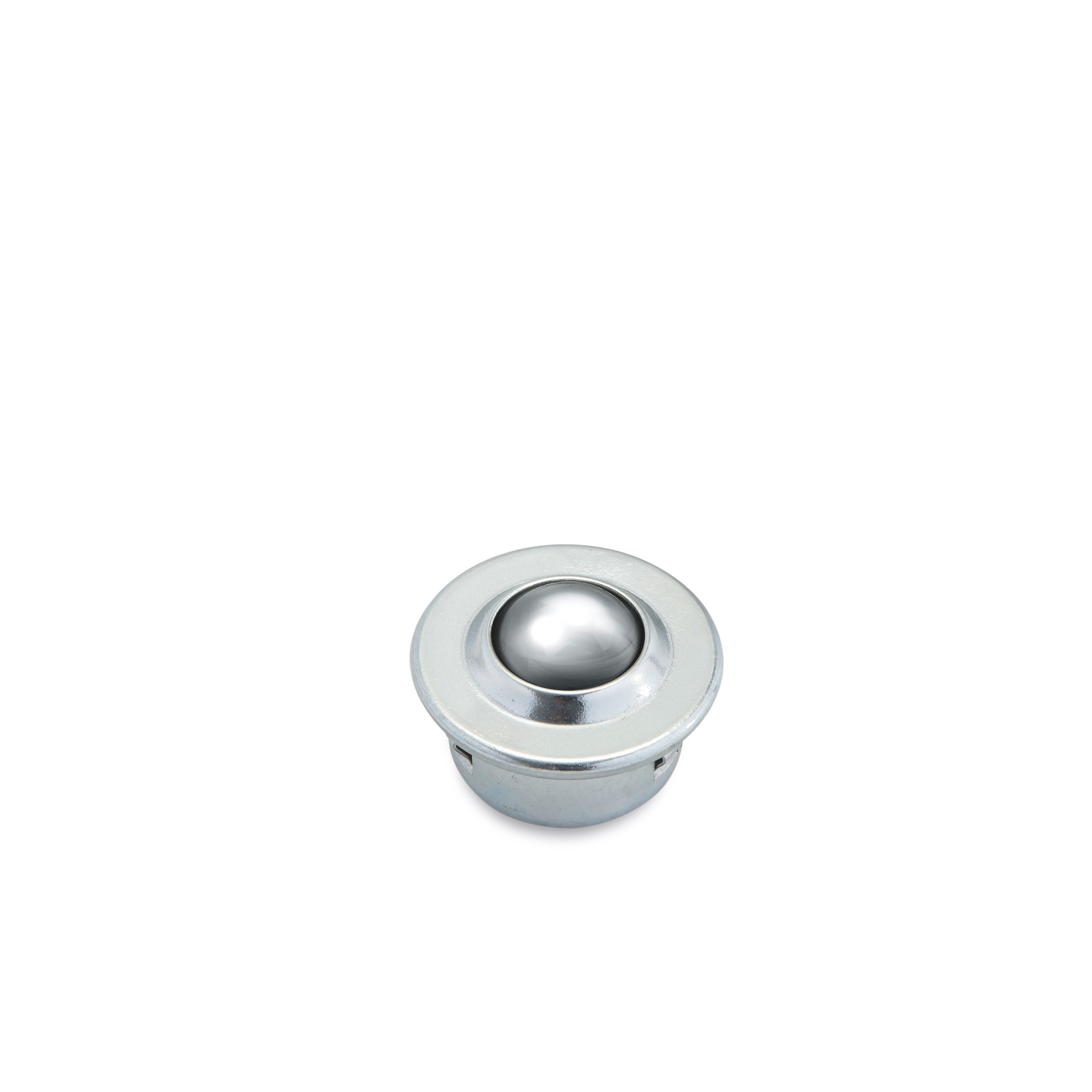 Ball roller with housing made of sheet steel, with clip