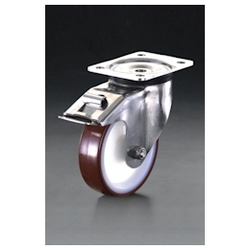 Roulettes avec frein (roulettes pivotantes) / Diamètre des roues × largeur : 150 × 45 mm / Acier inoxydable