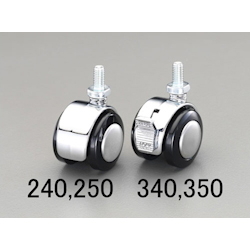 Roulettes (roulettes pivotantes, roulettes de meuble) / (deux roulettes) Diamètre de la roue × largeur : 40 × 41,5 mm. Hauteur de montage : 52 mm.