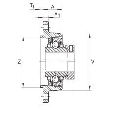 INA Unité à bride carrée à deux boulons, fonte grise, pièce de centrage, ovale, type CJTZ
