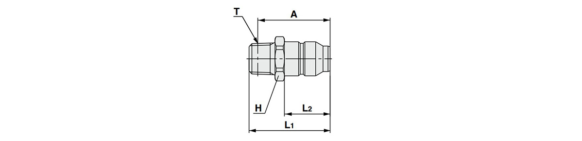 Without check valve, male thread type dimensional drawing