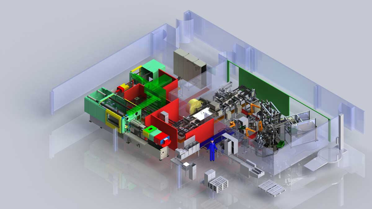 Plan d'ensemble de la machine de robomotion pour l'industrie des techniques médicales.