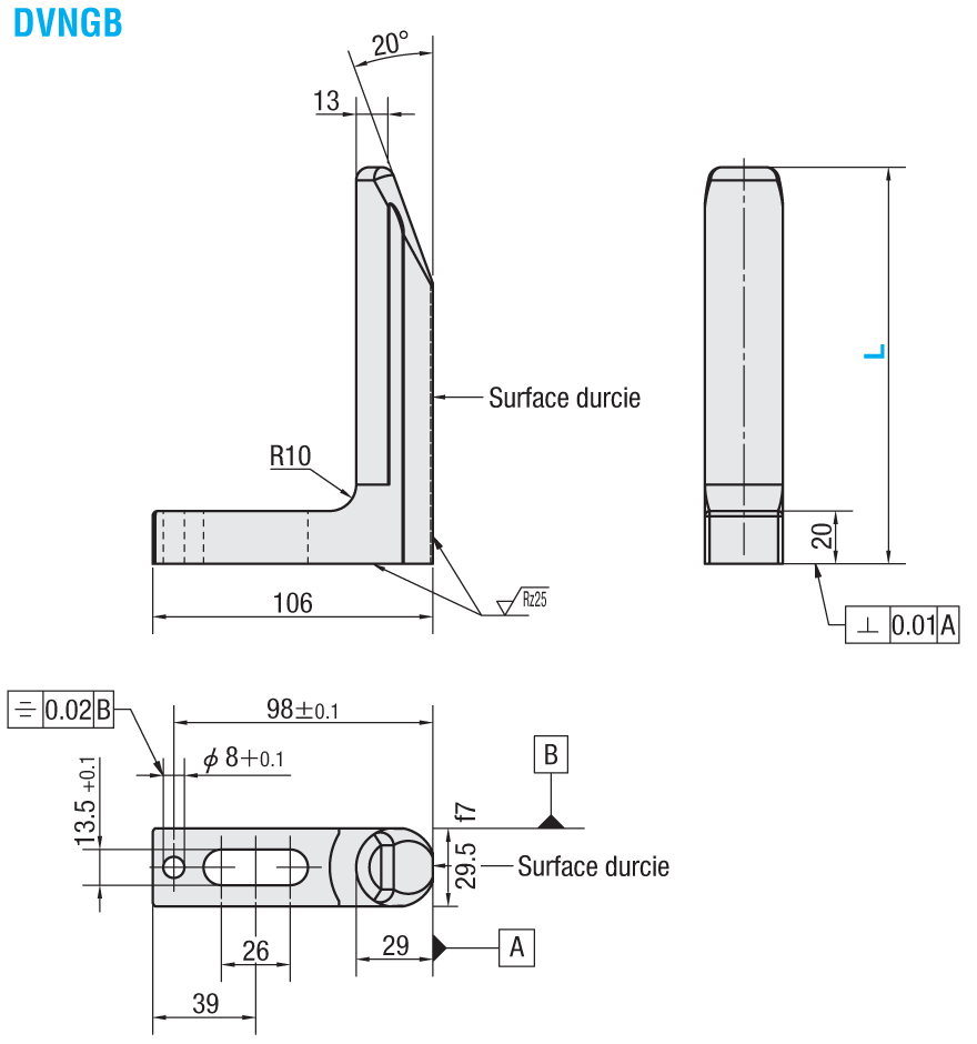 Insertion guides for large tools / heat-treatable steel / round profile / slotted hole, dowel pin core bore / VW 39D 807 