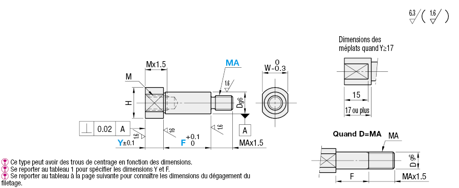 Arbres en porte-à-faux - Type à fixation par boulon - Standard, avec extrémité filetée:Affichage d'image associés
