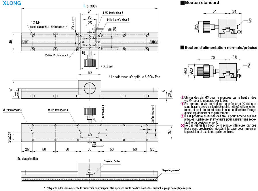 Table en X - Rainure à queue d'aronde, crémaillère/pignon, course longue, plusieurs blocs:Affichage d'image associés