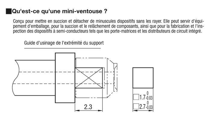 Ventouses à vide / supports à ventouse rigides / en haut : type simple  action (forme K) / type ovale / type pour objets fins de MISUMI