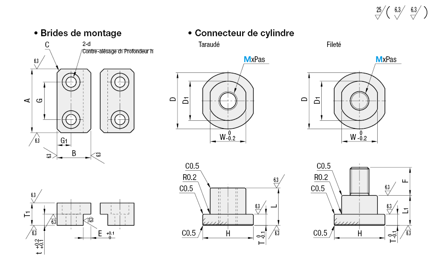 Joints flottants - Type à glissière, jeu/connecteur/bride de montage:Affichage d'image associés