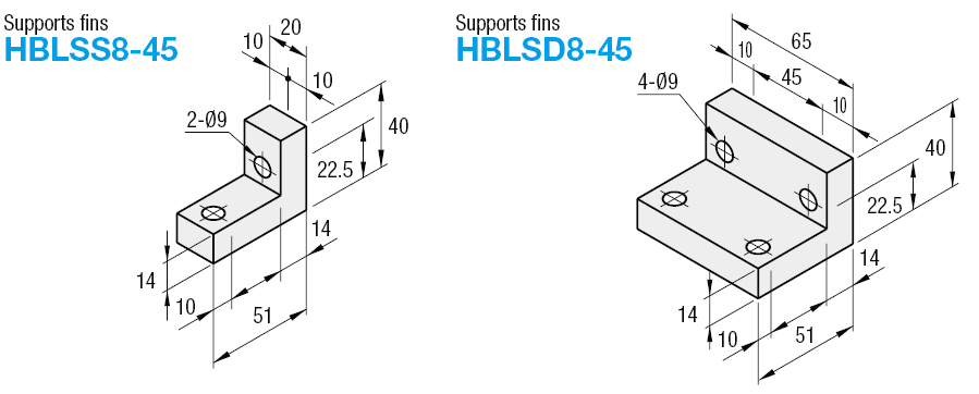 Supports - Série 8-45, supports épais, 2 fentes:Affichage d'image associés