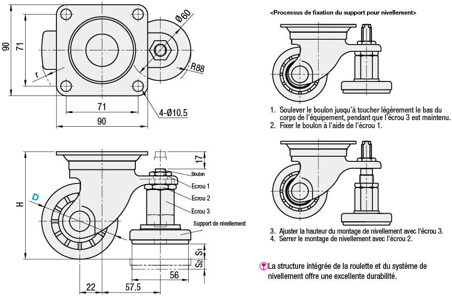 ✨ Set: Roulette Support Classic 5 PIN de montage de tête de