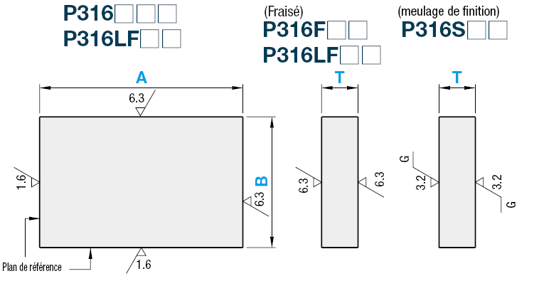 Plaque en acier eq. 1.4401 - 3 Dimensions configurables:Affichage d'image associés
