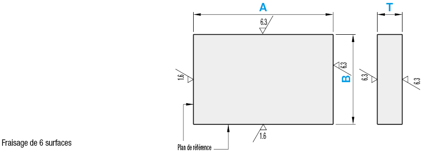 Plaques en acier pré-trempé - Dimensions A, B et T configurables:Affichage d'image associés