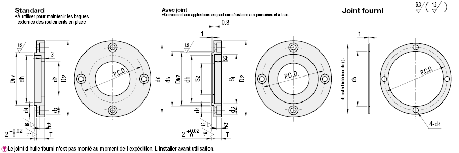Couvercles de roulement - Standard/avec joint:Affichage d'image associés