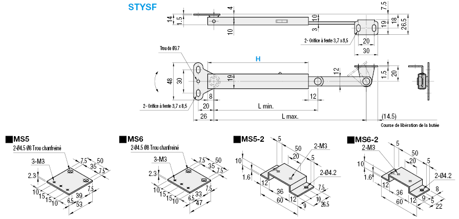 Bras oscillant de porte pour extrusions en aluminium:Affichage d'image associés