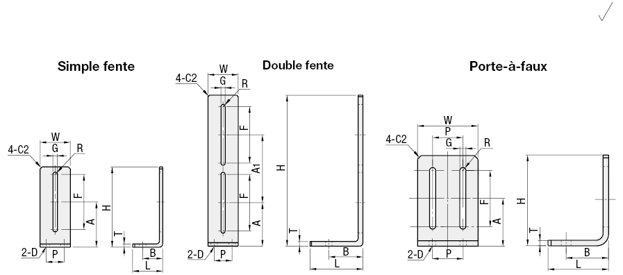 Raccords de tuyaux en acier - Supports à angle en L, fente simple/double:Affichage d'image associés