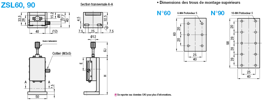 Table axe Z - Haute précision - Pas de 4.2mm - Rainure à queue d'aronde:Affichage d'image associés