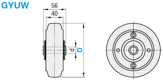 Roulettes / roue de rechange, roue en caoutchouc de MISUMI