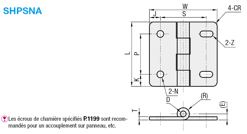 Charnières avec trou oblong (acier inoxydable):Affichage d'image associés