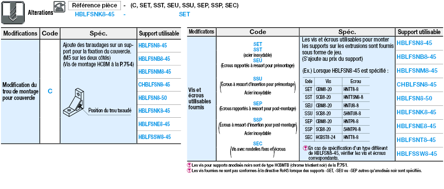 Supports inversés avec patte d'un seul côté - Pour la série 8-45:Affichage d'image associés