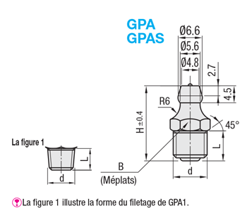 Graisseur long M6x1 L29.5 mm Lubrification et transfert - AGZ000041853