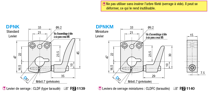 Plaque de bridage pour indicateur de position compact avec levier et roulement:Affichage d'image associés