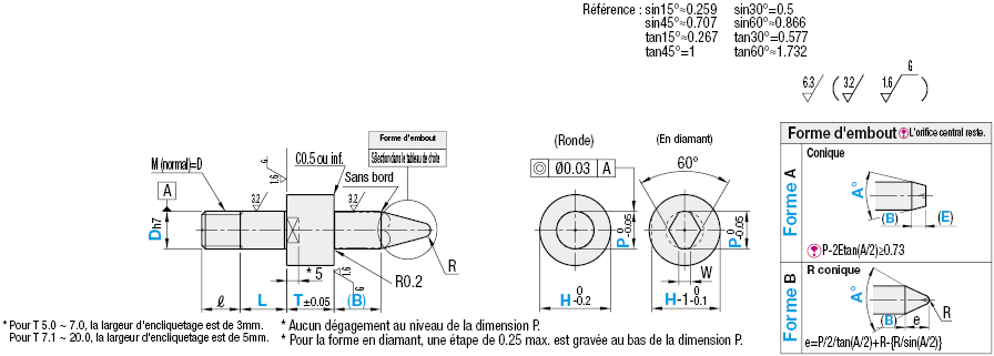 Goupilles de positionnement/ hauteur réglable/Contre-écrou:Affichage d'image associés